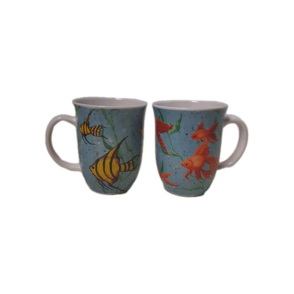 SD‎ Graphics Blue Harbor Ocean Fish Collection 2 14oz Coffee Mug Cup Set 2014 - Picture 1 of 7